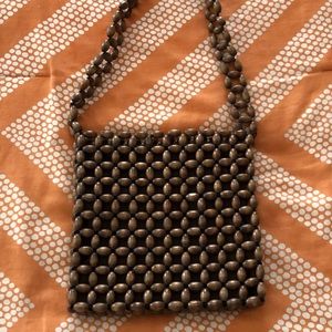 American Eagle Outfitters Small Wooden Beaded Purse
